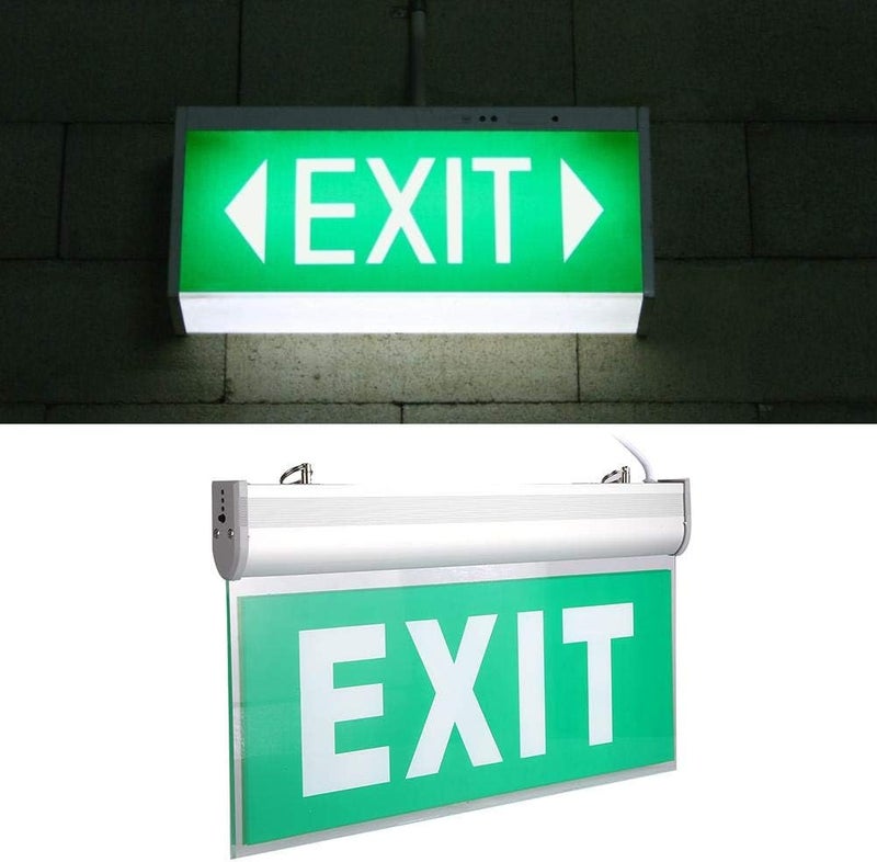 klarako Emergency Exit Sign, Acrylic Double-sided Green Compact Combo Exit Sign Emergency Light 3W 12 LEDs Emergency Exit Lighting Sign Safety Evacuation Indicator Lamp for Malls, Hotels, Hospitals, etc - Image 1