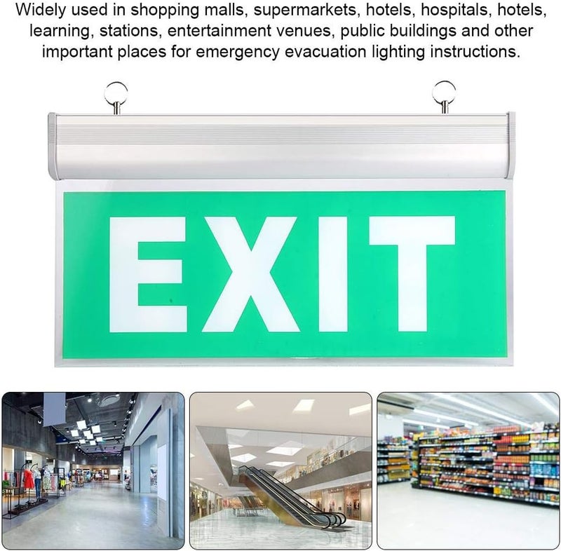 klarako Emergency Exit Sign, Acrylic Double-sided Green Compact Combo Exit Sign Emergency Light 3W 12 LEDs Emergency Exit Lighting Sign Safety Evacuation Indicator Lamp for Malls, Hotels, Hospitals, etc - Image 4
