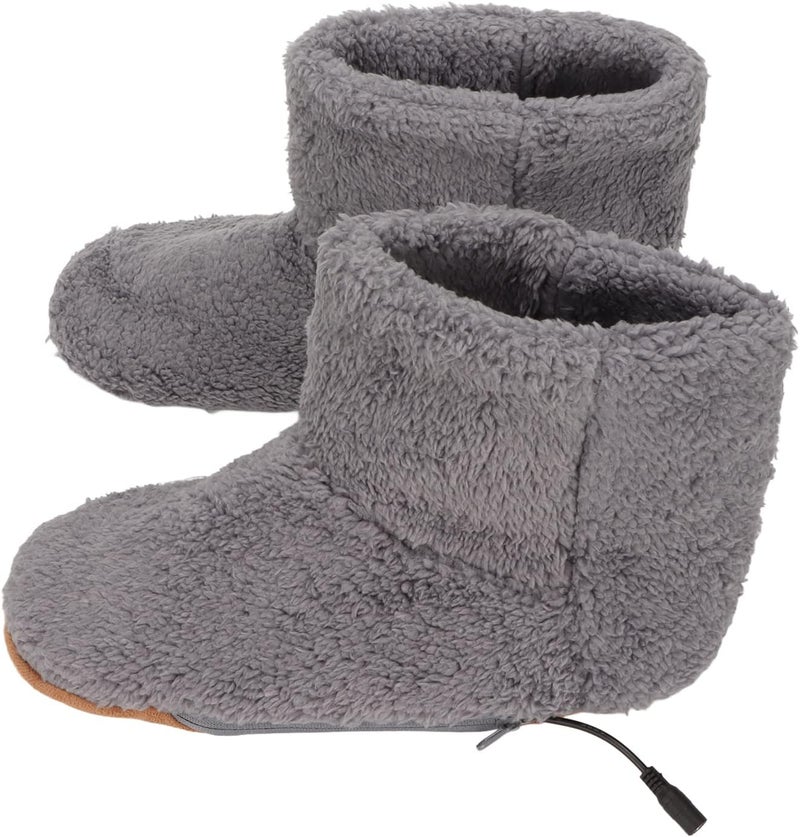 كلاراكو شبشب تدفئة القدمين كهربائيًا، ناعم ومخملي، مقاوم للتآكل، هدية مثالية للنساء والرجال (رمادي) - Image 2