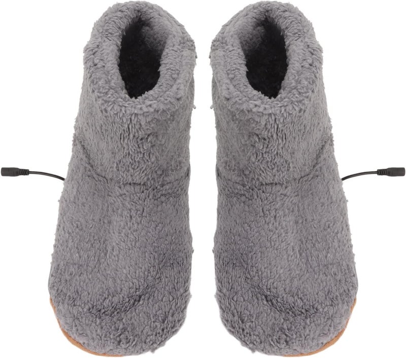 كلاراكو شبشب تدفئة القدمين كهربائيًا، ناعم ومخملي، مقاوم للتآكل، هدية مثالية للنساء والرجال (رمادي) - Image 1