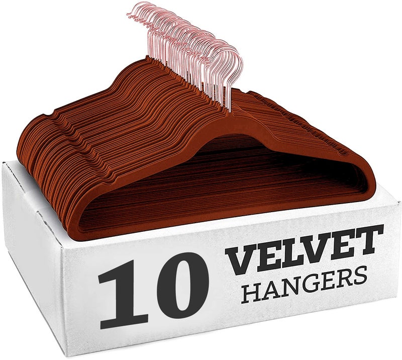 Ash  Roh Ash & Roh Velvet Hanger Swivel Rose Gold Hooks, Stronger Than Standard Velvet Hangers Space Saving Velvet Hanger (Bronze, Pack of - 10) - Image 2