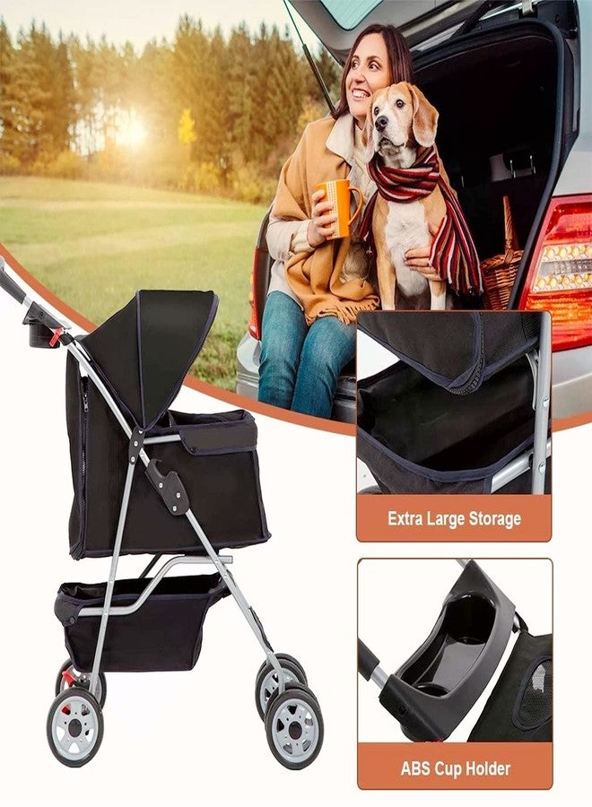 HHS Dog Stroller Pet Stroller Cat Stroller for Medium Small Dogs Foldable Travel 3 Wheels Waterproof Puppy Stroller,Multiple Colors (Black) - Image 4