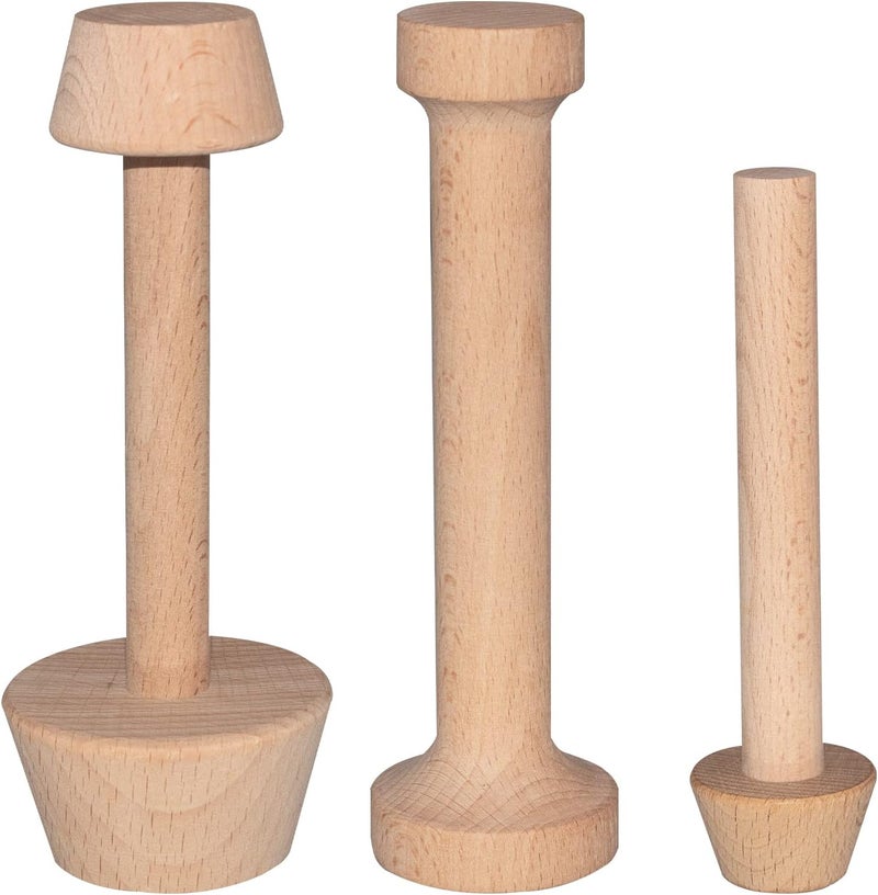 Dupiulk Wooden Tart Tamper Set, Double Side Pie Pastry Dough Tamper, Egg Tart Pan Mold DIY Cake Pastry Baking Tool for Mini Egg Tart, Cheesecakes, Pasta and Dessert Baking (3 Pieces) - Image 1