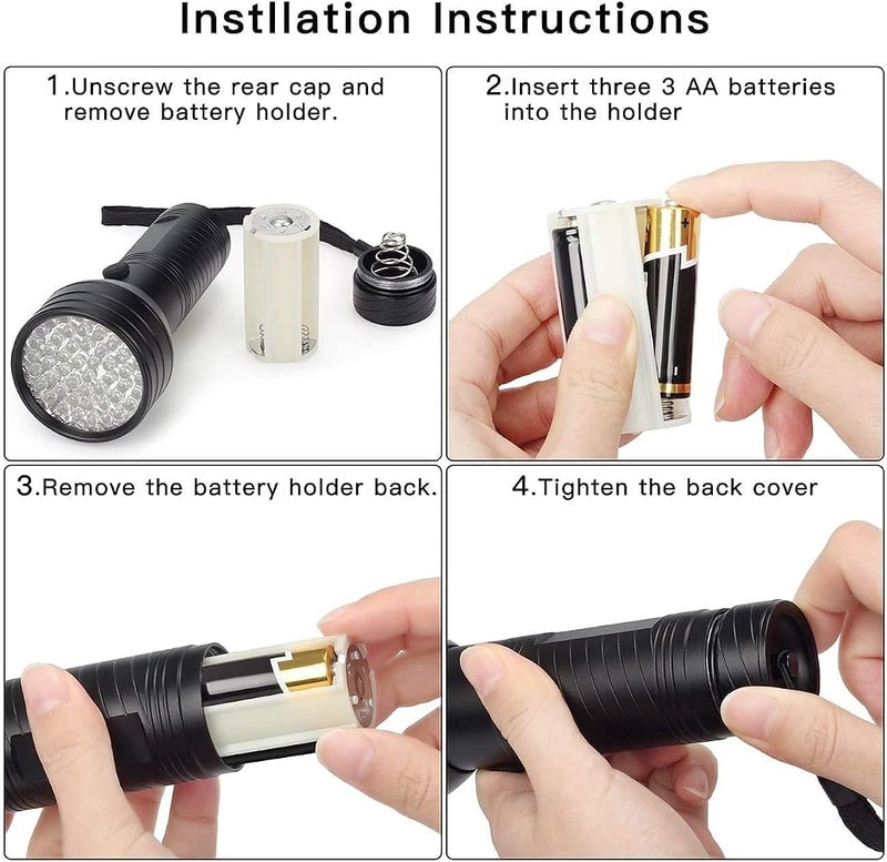 Spaceshoop UV Flashlight Black Light, 51 LED Flashlights, Blacklight Detector Torch Lighting for Dog Cat Pet Urine Detector Stain Bed Bug Scorpion Detection - Image 5