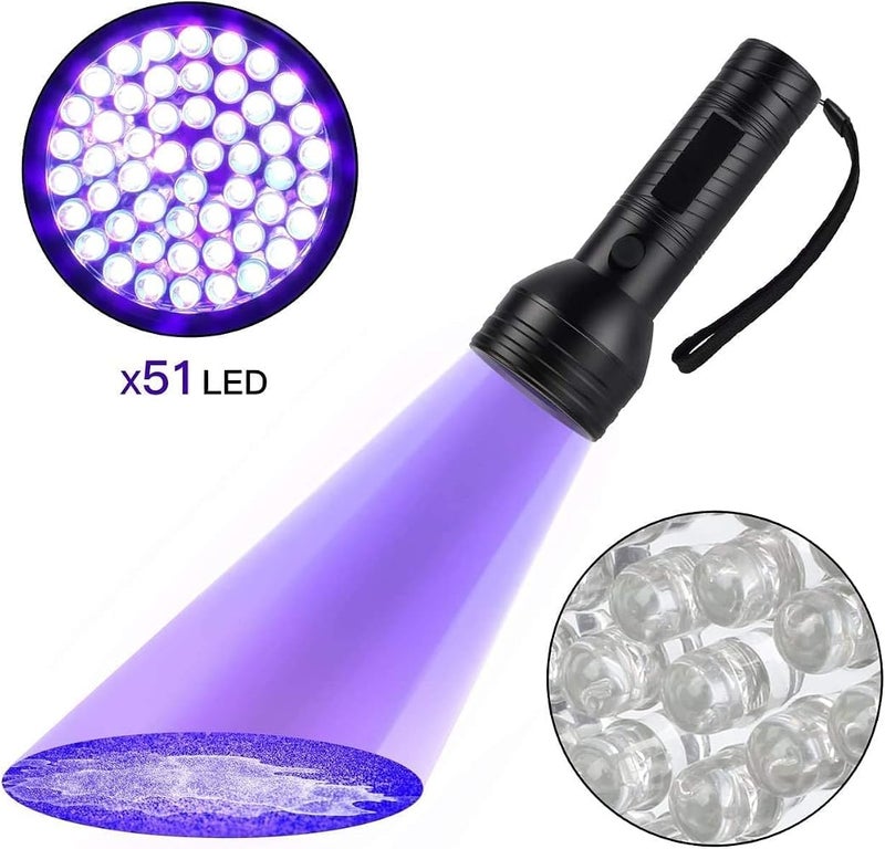 Spaceshoop UV Flashlight Black Light, 51 LED Flashlights, Blacklight Detector Torch Lighting for Dog Cat Pet Urine Detector Stain Bed Bug Scorpion Detection - Image 2