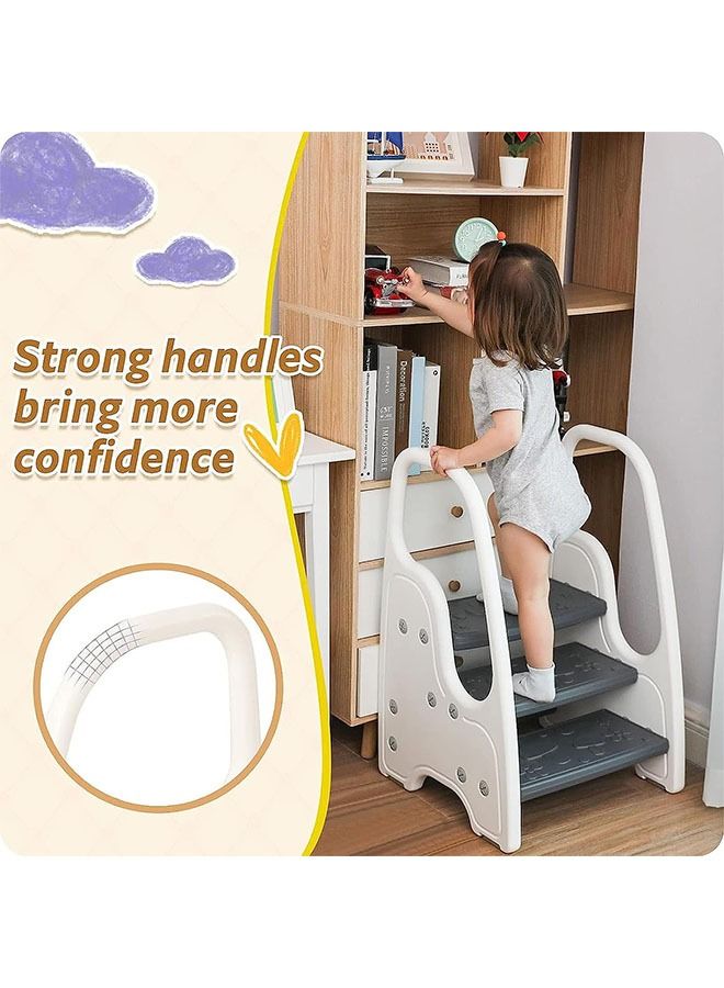 Beauenty 3 Step Stool for Toddler, Kitchen Bathroom Sink Helper Stool for Toddlers, Kids Toilet Potty Training Stool with Handles and Non-Slip Pads for 3-6 Kids (white) - Image 4