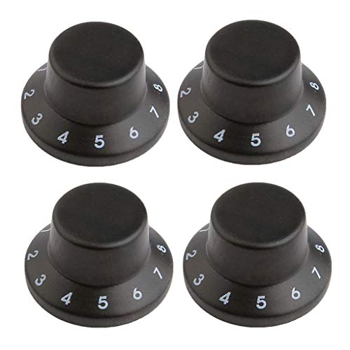KAISH 4Pack LPStrat Style Bell Knobs Guitar Bass Wood Top Hat Knob With Numbers 110 Rose Wood - Image 1