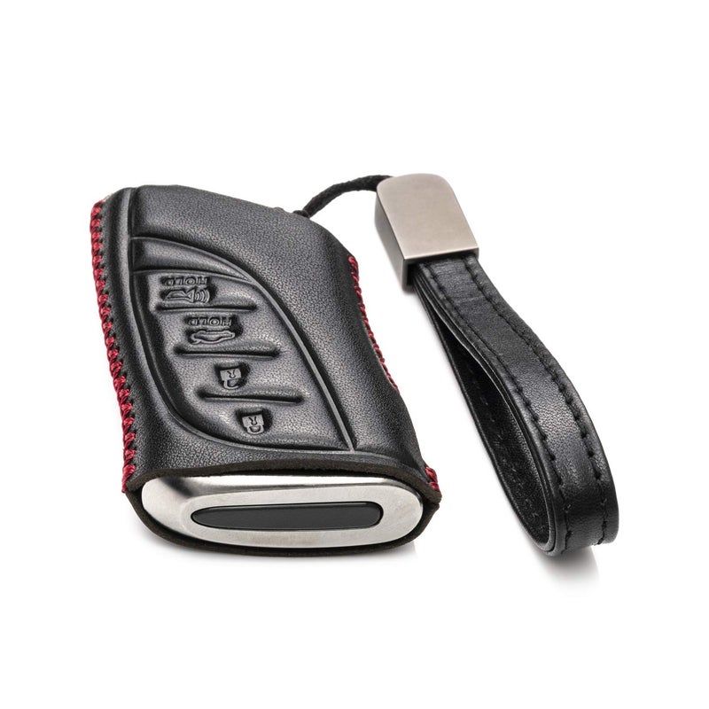 Vitodeco Leather Smart Key Fob Case Protector Compatible with LEXUS RX350, ES250, ES350, UX250, UX350, NX250, NX350, GX460, GX550, LX600, TX350, LC500, LS500 (2021 - 2026 Models) - 4-Button, Black/Red - Image 2
