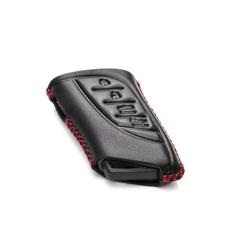 Vitodeco Leather Smart Key Fob Case Protector Compatible with LEXUS RX350, ES250, ES350, UX250, UX350, NX250, NX350, GX460, GX550, LX600, TX350, LC500, LS500 (2021 - 2026 Models) - 4-Button, Black/Red - Image 3