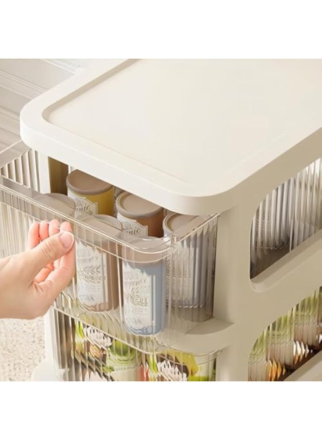 ACPLAY Plastic 5-Drawer Storage Cart with Wheels – Clear Drawers, White Frame, Black Casters – Mobile Organizer for Home, Office, Bathroom, or Garage  - Image 2