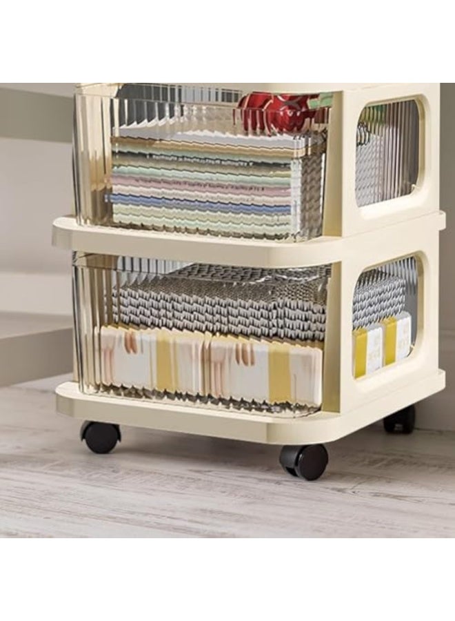 ACPLAY Plastic 5-Drawer Storage Cart with Wheels – Clear Drawers, White Frame, Black Casters – Mobile Organizer for Home, Office, Bathroom, or Garage  - Image 4