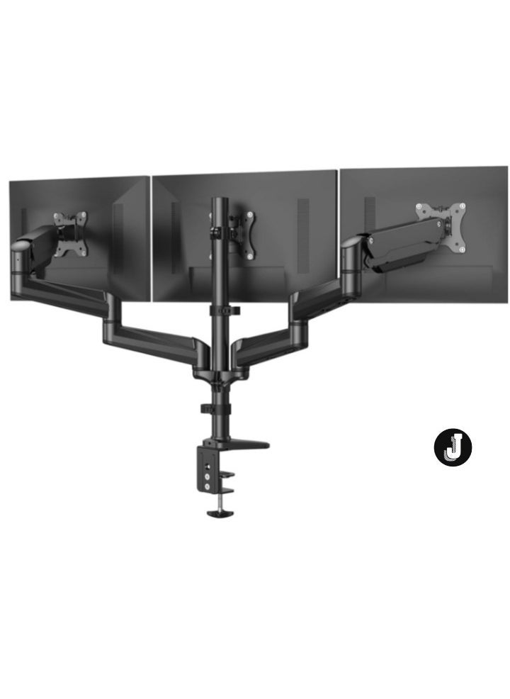 JAJEEK - "Triple Monitor Mount for 17-32 Inch Screens – Height Adjustable, 8kg per Arm, Black" - Image 1