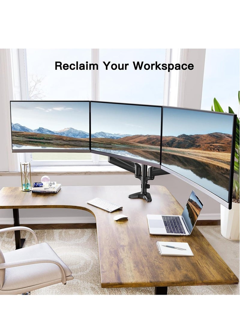 JAJEEK - "Triple Monitor Mount for 17-32 Inch Screens – Height Adjustable, 8kg per Arm, Black" - Image 1