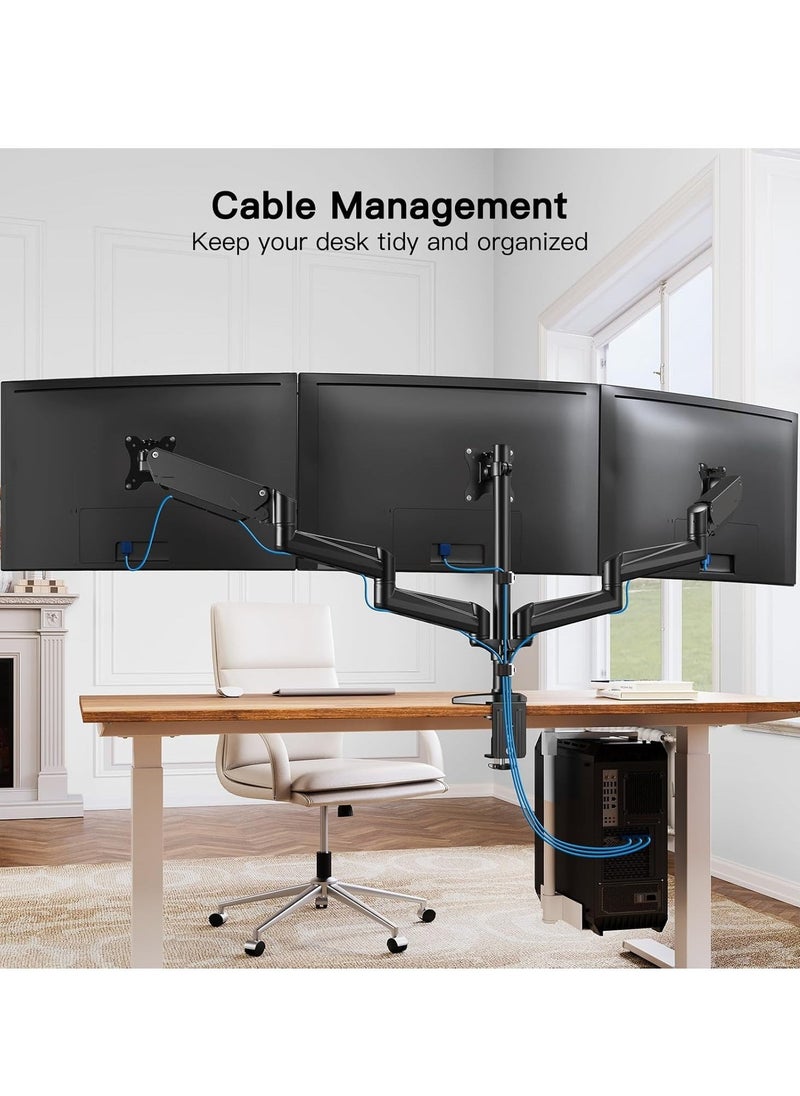 JAJEEK - "Triple Monitor Mount for 17-32 Inch Screens – Height Adjustable, 8kg per Arm, Black" - Image 1