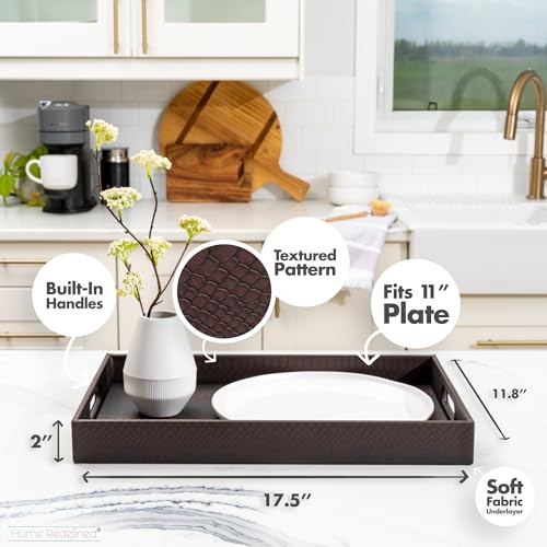 Home Redefined Modern 17.5"x12" Rectangle Brown Snake Faux Leather Decorative Tray Serving Tray with Handles Ottoman Coffee Table Dresser Living Room Kitchen Tray by Home Redefined for All Occasion's. - Image 3