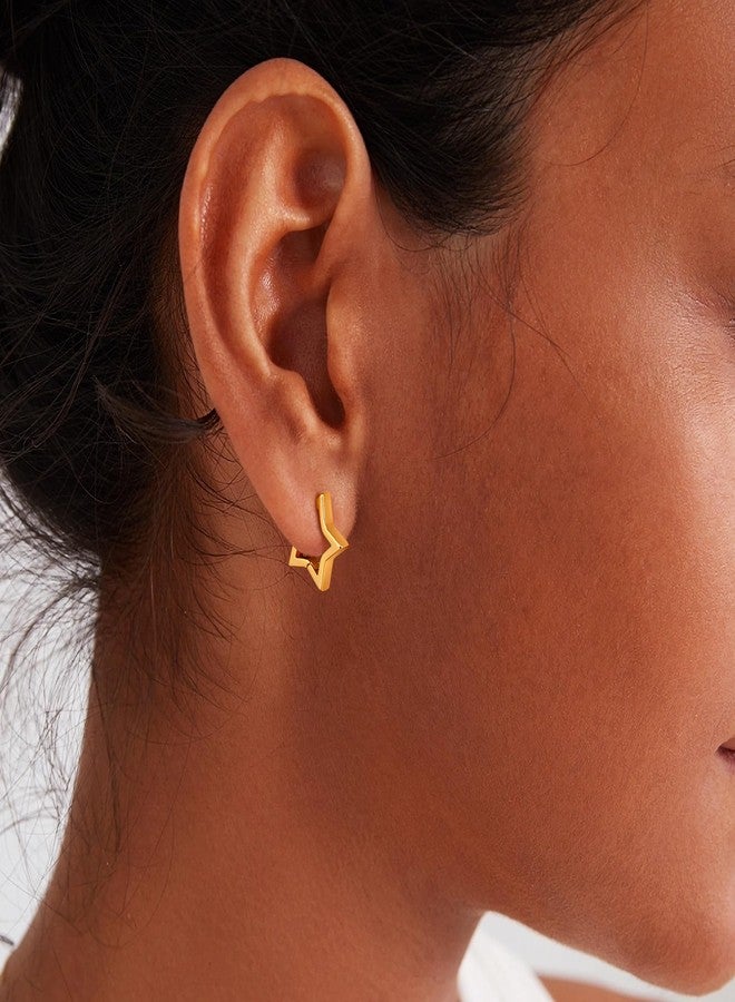 Gacimy Gold Huggie Hoop Earrings for Women 14k Gold Plated, Small Hoop Earrings for Women, 1/2 Inch Yellow Color Earrings for Women, Star, Brass, No Gemstone - Image 2
