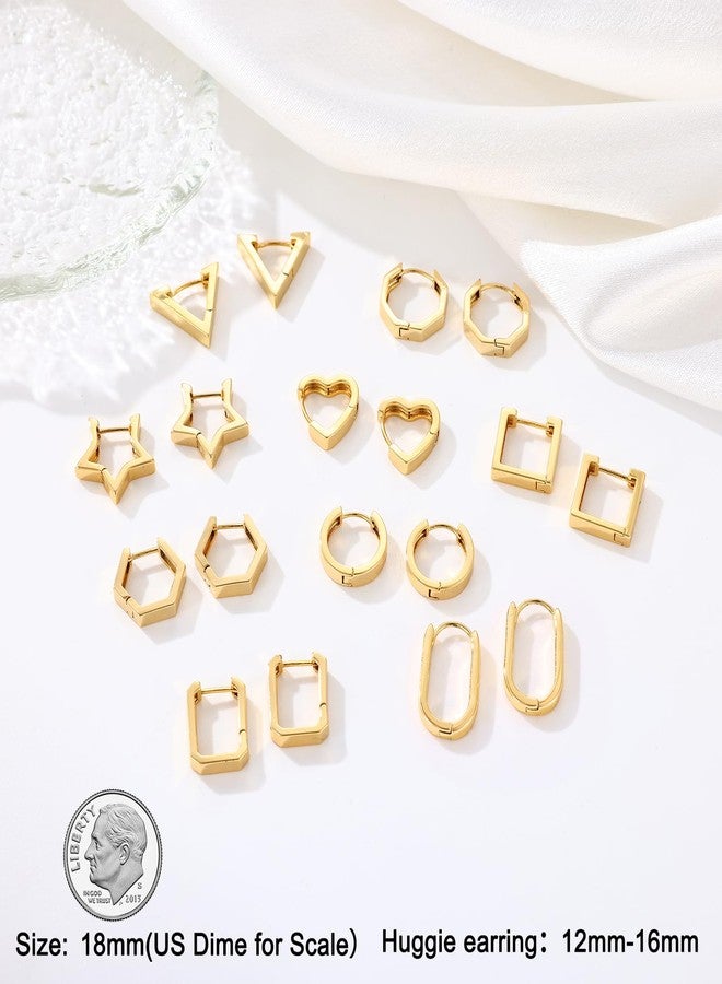 Gacimy Gold Huggie Hoop Earrings for Women 14k Gold Plated, Small Hoop Earrings for Women, 1/2 Inch Yellow Color Earrings for Women, Star, Brass, No Gemstone - Image 5