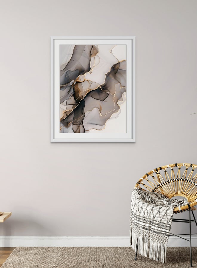 Art Decor Art Decor Modern Abstract Art Black White Water Color Ink with Gold Accents with Matboard Wall Art Framed Fine Art Wall Décor for Living Room Bedroom Dining Room Office Gifting - Image 1