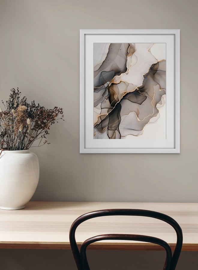 Art Decor Art Decor Modern Abstract Art Black White Water Color Ink with Gold Accents with Matboard Wall Art Framed Fine Art Wall Décor for Living Room Bedroom Dining Room Office Gifting - Image 2