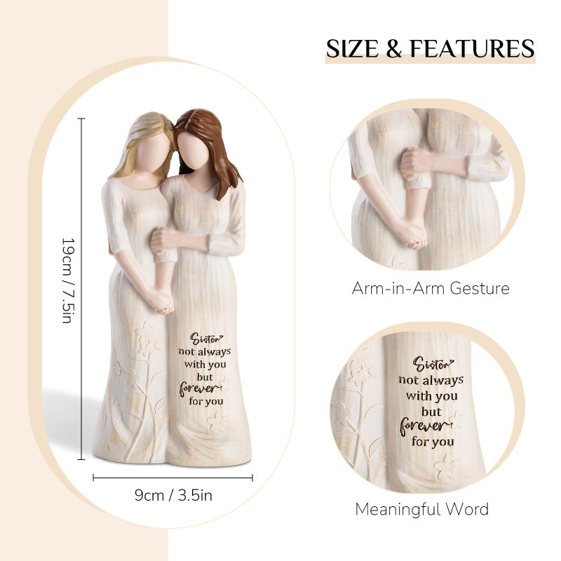 Storieme Sisters Gifts from Sister: Sister Birthday Gifts for Women Soul Sister Figurines Statue - Image 3