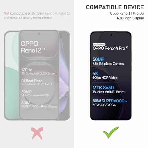 SupCares Tempered Glass for Oppo Reno 14 Pro (6.83 Inch) With Installation Kit | Military-Grade Gorilla Screen Protector | Edge to Edge Coverage | Black - Image 2