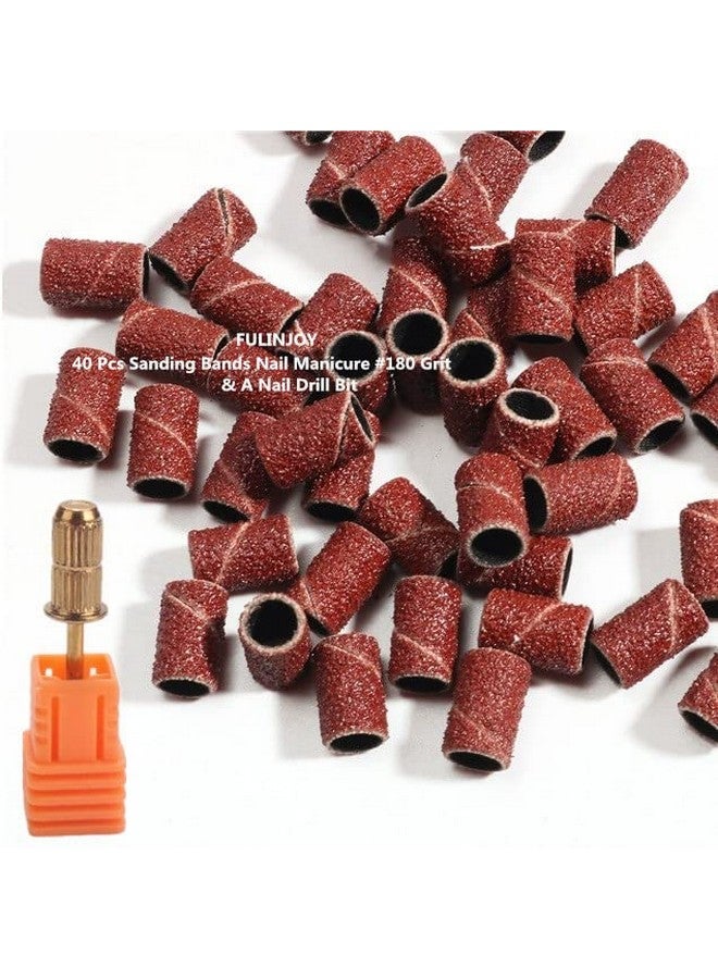 FULINJOY 40 Pcs Sanding Bands Nail Manicure #180 Grit File Sand Piece Set For Nail Drill Bits, Comes With A Mandrel - Image 1