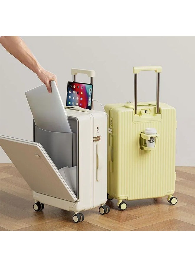 Bukela - Lightweight Boarding Box, Travel Suitcase, Large Capacity Trolley Case, Student Rolling Luggage, Multifunctional Trunk with Cup Holder USB Charging - Image 1