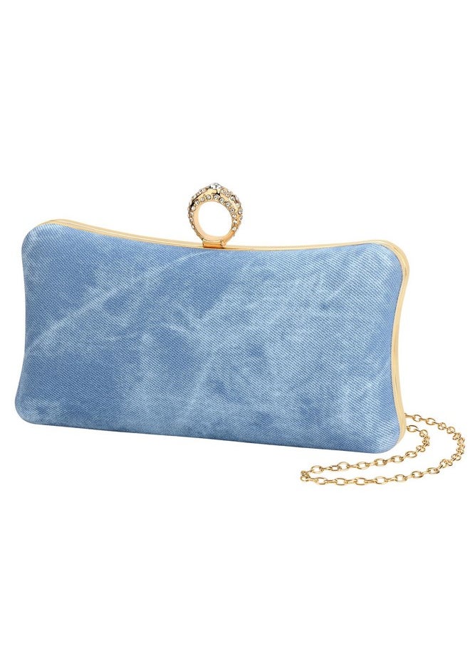 BELLAWOO - Demin Clutch Purses For Women Evening Bag Women Evening Purses Formal Party Clutches Wedding Purses Cocktail Prom (Light Blue) - Image 1