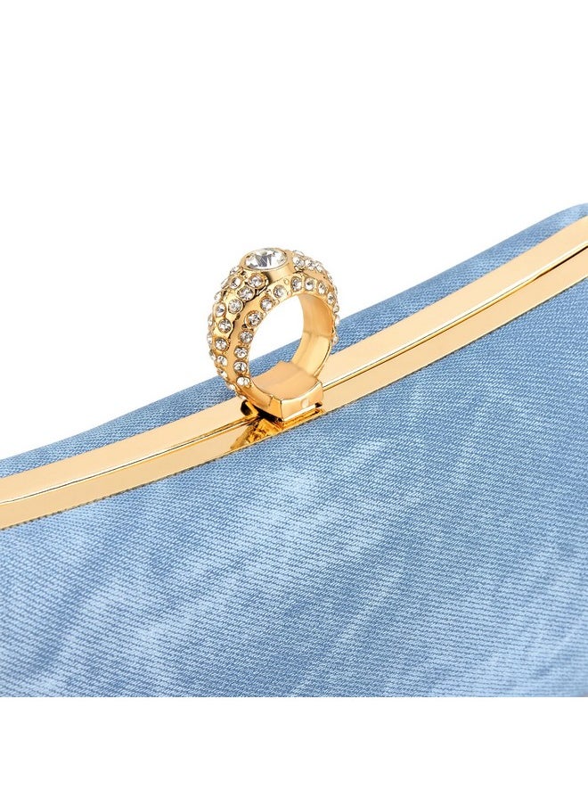 BELLAWOO - Demin Clutch Purses For Women Evening Bag Women Evening Purses Formal Party Clutches Wedding Purses Cocktail Prom (Light Blue) - Image 1