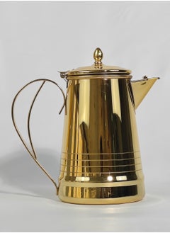 HTH Classic Arabic Style Engraved Design Coffee Dallah Pot Rustproof Premium Stainless Steel Teapot Mirror Finish Coffee Kettle Milk Pot Easy Pour Anti Spill Spout Tea Kettle with Hinged Lid and Ergonomic Handle Dishwasher Safe Induction Safe Teapot for Office Home 1/1.5/2 L  - Image 2
