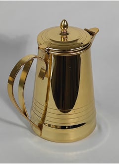 HTH Classic Arabic Style Engraved Design Coffee Dallah Pot Rustproof Premium Stainless Steel Teapot Mirror Finish Coffee Kettle Milk Pot Easy Pour Anti Spill Spout Tea Kettle with Hinged Lid and Ergonomic Handle Dishwasher Safe Induction Safe Teapot for Office Home 1/1.5/2 L  - Image 4