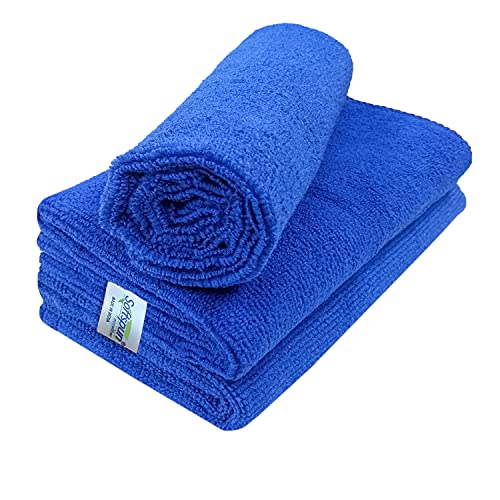 SOFTSPUN Microfiber Cloth - 3 pcs - 40x40 cms - 340 GSM Blue - Thick Lint & Streak-Free Multipurpose Cloths - Automotive Microfibre Towels for Car Bike Cleaning Polishing Washing & Detailing - Image 2