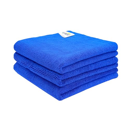 SOFTSPUN Microfiber Cloth - 3 pcs - 40x40 cms - 340 GSM Blue - Thick Lint & Streak-Free Multipurpose Cloths - Automotive Microfibre Towels for Car Bike Cleaning Polishing Washing & Detailing - Image 1