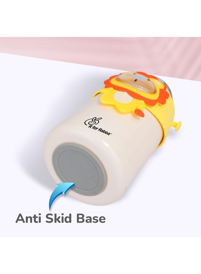 R for Rabbit Steebo Zoobie Premium Stainless Steel Water Sipper for Baby, Spill Proof BPA Free Soft Silicone Straw Drinking Sipper for Kids of 12+ Months (550ml, Yellow Lion) - Image 5