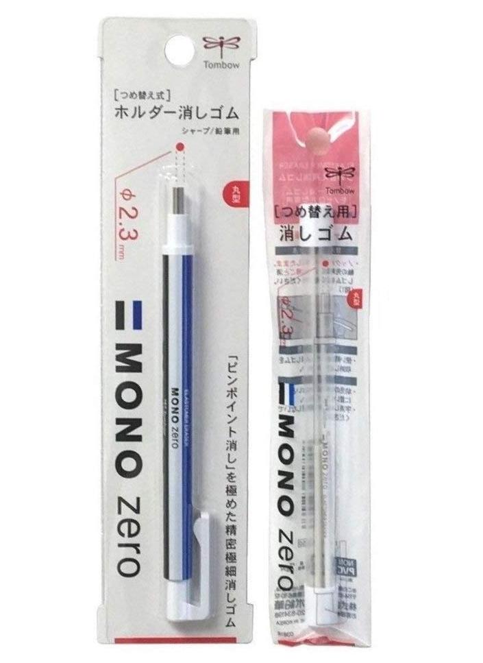 Mono Zero Eraser, Square Tip 2.3mm, Retractable & 2 Conformity Refills Value Set