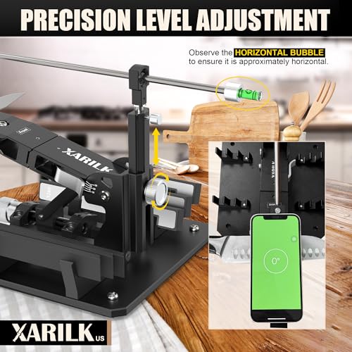 XARILK Upgraded XARILK Professional Knife Sharpening System GEN2, Heavy-duty | Aluminum Precision Knife Sharpener Tool & Sharpening Kit W/Diamonds (320# 800# 2000#) - Image 3