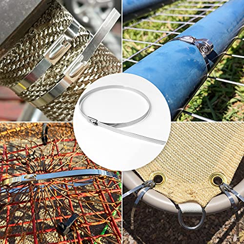 yuntop 50pcs Metal Cable Zip Ties, 304 Stainless Steel Cable Ties, Exhaust Wrap Multi-Purpose Locking Cable Metal Zip Ties(11.8 Inches) - Image 5