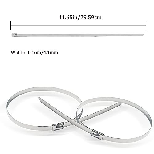 yuntop 50pcs Metal Cable Zip Ties, 304 Stainless Steel Cable Ties, Exhaust Wrap Multi-Purpose Locking Cable Metal Zip Ties(11.8 Inches) - Image 3