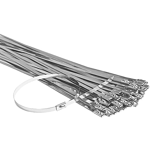 yuntop 50pcs Metal Cable Zip Ties, 304 Stainless Steel Cable Ties, Exhaust Wrap Multi-Purpose Locking Cable Metal Zip Ties(11.8 Inches) - Image 2