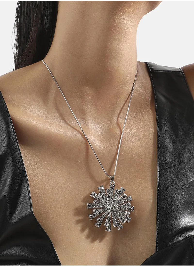 SOHI Blossom Bliss Pendant Necklace - Chalice Silver-Colour