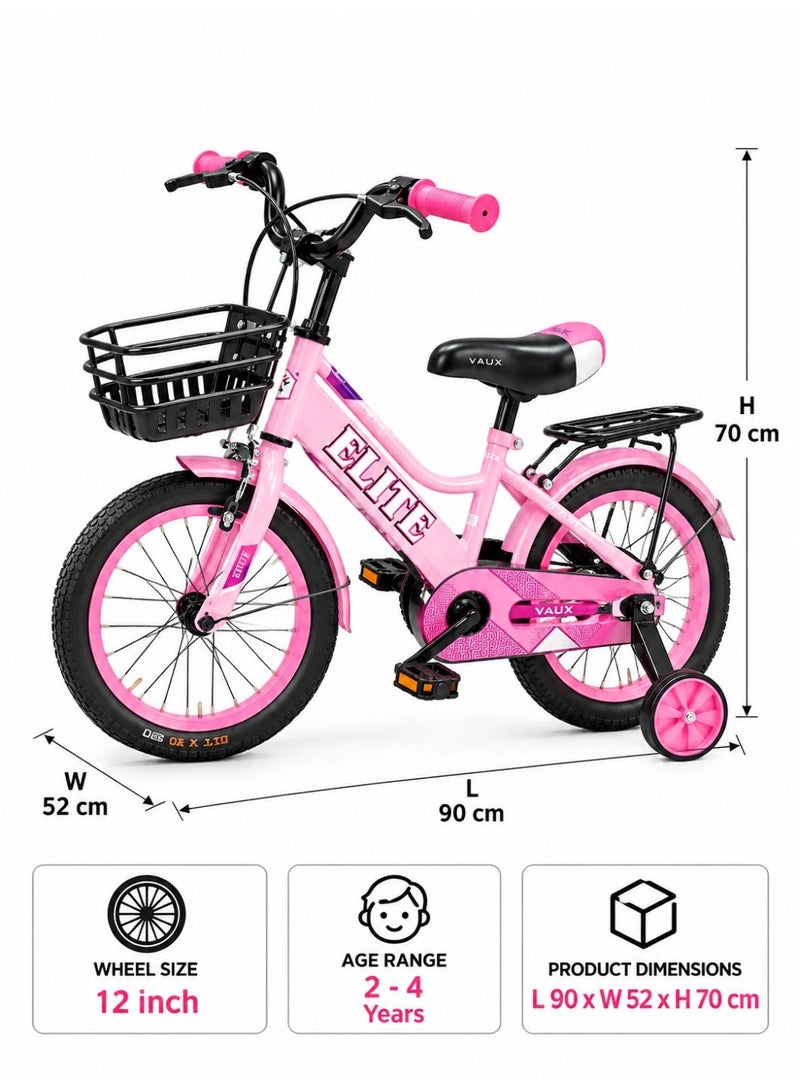 Aspire Books Elite 12-Inch Kids Bicycle with Training Wheels – Light Pink| AGE 2-4 - Image 3