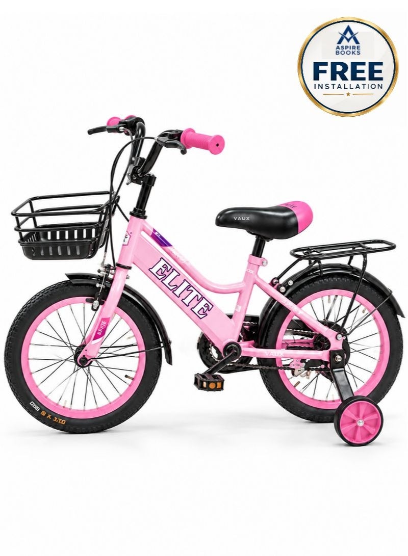 Aspire Books Elite 12-Inch Kids Bicycle with Training Wheels – Light Pink| AGE 2-4 - Image 1