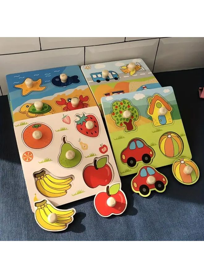 Wooden 3D Puzzle Toy Transportation Matching Board for Toddlers Cognitive Learning Geometric Shapes - Image 1