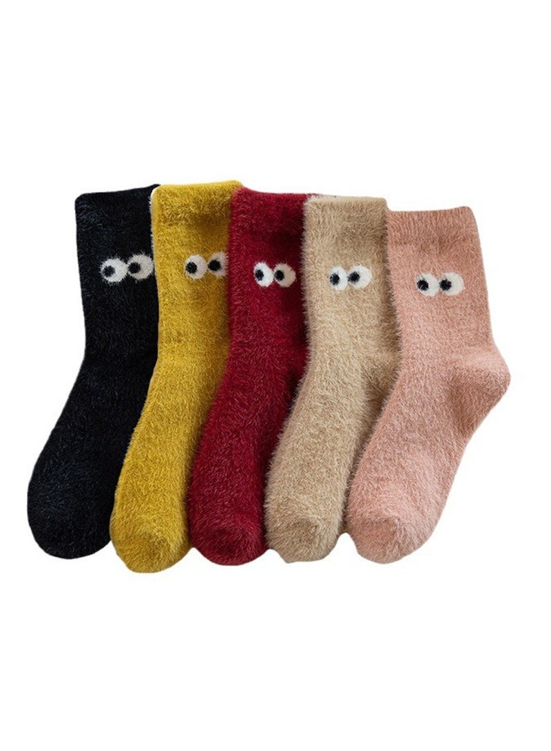 سيوسي 5 أزواج من الجوارب الصوفية، جوارب غامضة للنساء، جوارب شتوية مريحة منفوشة للنساء والفتيات، هدية للنساء والفتيات - Image 1