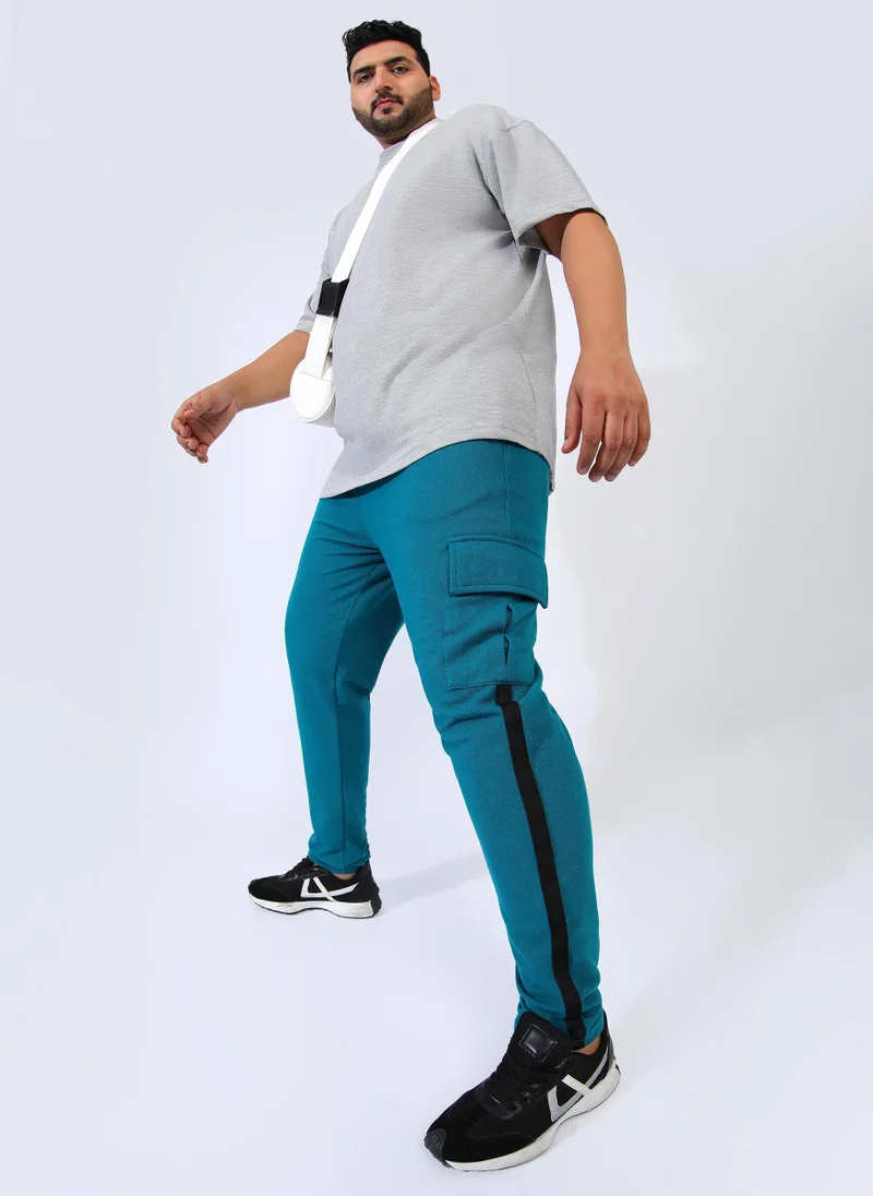 Instafab Plus  Men's Teal Blue Utility Cargo Trackpants for Men | Best Price UAE