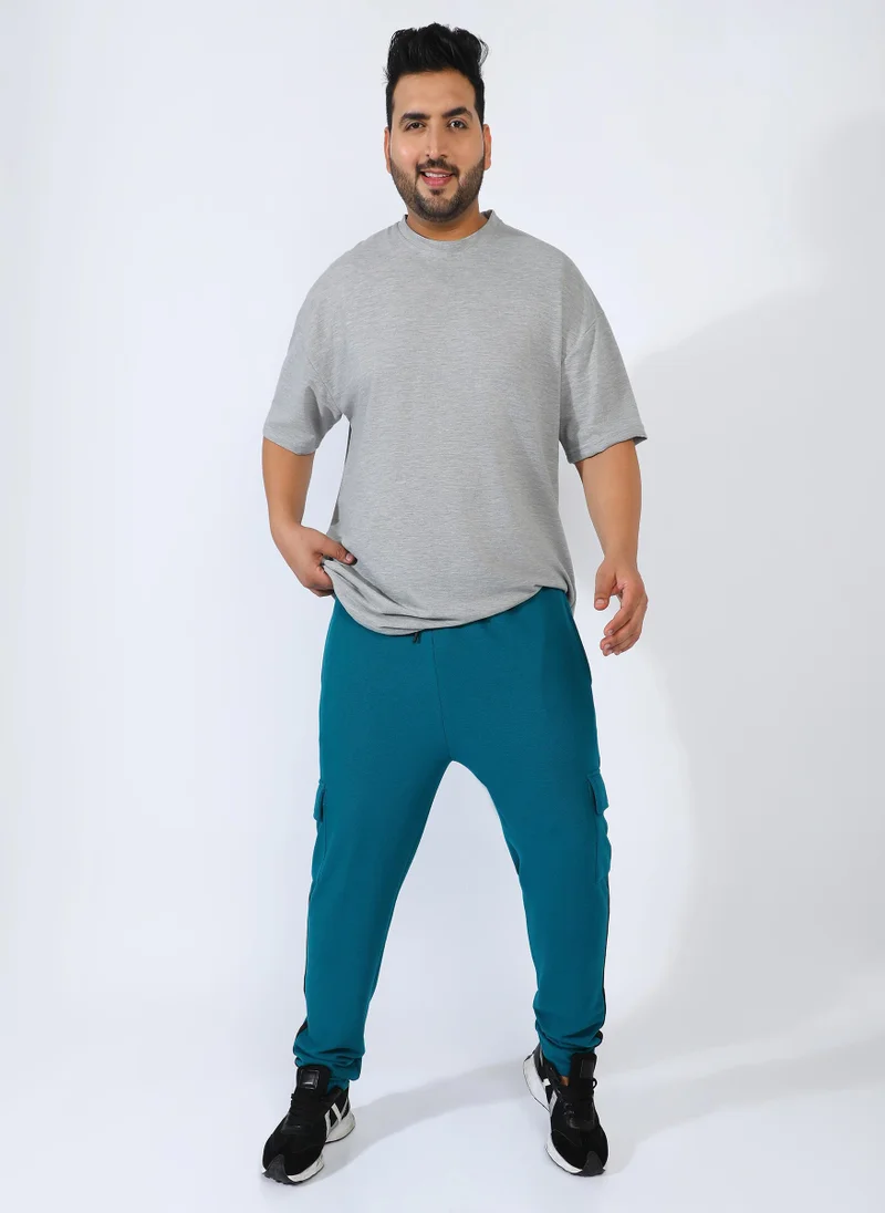 Instafab Plus  Men's Teal Blue Utility Cargo Trackpants for Men | Best Price UAE