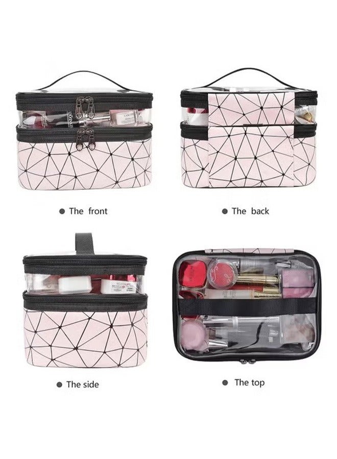 Double Layer Waterproof Cosmetics Bag Pink - Image 3