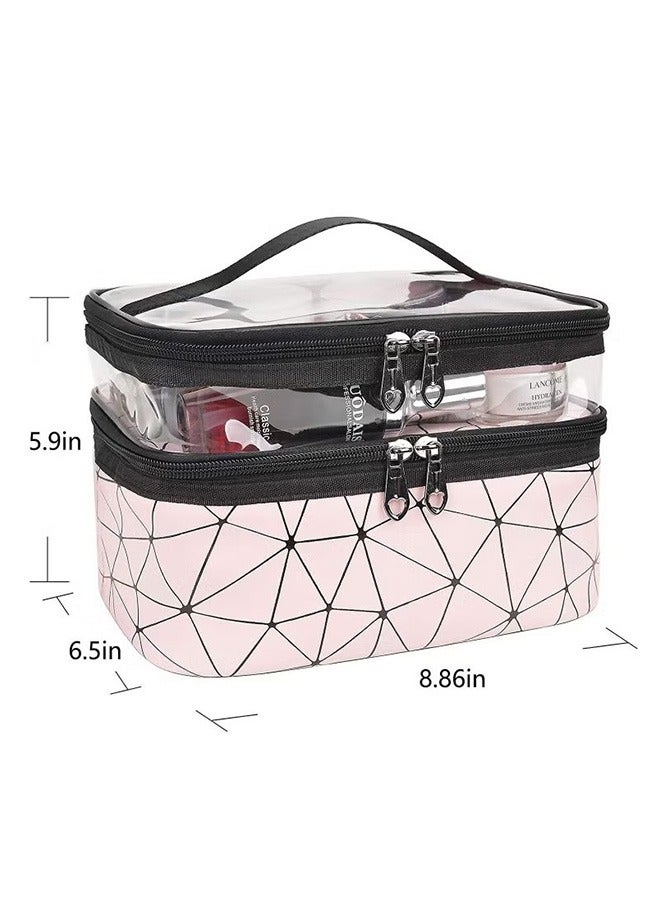 Double Layer Waterproof Cosmetics Bag Pink - Image 4