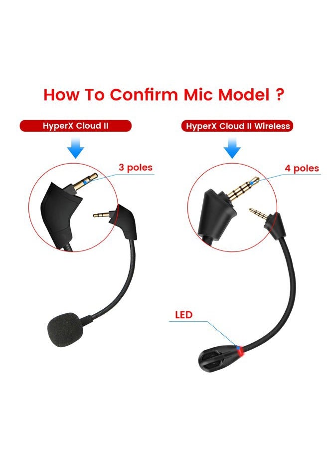 weishan Microphone Replacement for Kingston HyperX Cloud II Wireless Gaming Headset, Detachable Mic Boom with LED Mute Indicator on PC PS5 PS4 Xbox Series X/S - Image 3