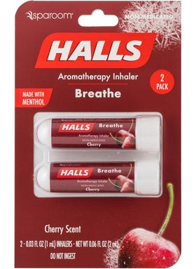 SpaRoom SpaRoom Halls Breathe Menthol with 100% Pure Essential Oils Aromatherapy Nasal Inhaler, 2 Pack, Cherry Scent 
